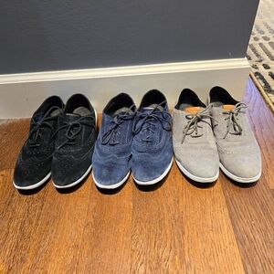 Women's Suede Oxford Shoes - Black, Blue, and Gray